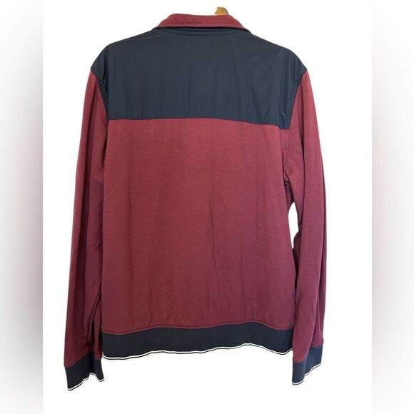 Tommy Hilfiger Burgundy Navy Colorblock Lightweight Varsity Bomber Jacket L - Picture 2 of 11